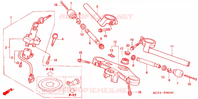 GUIDON - TE DE FOURCHE Honda MOTO 1000 RC 2005  RVT1000R5