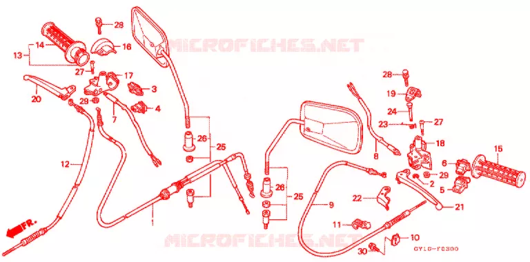 LEVIER DE GUIDON - CABLE - COMMODO Honda SCOOTER 50 VISION 1993  SA502P