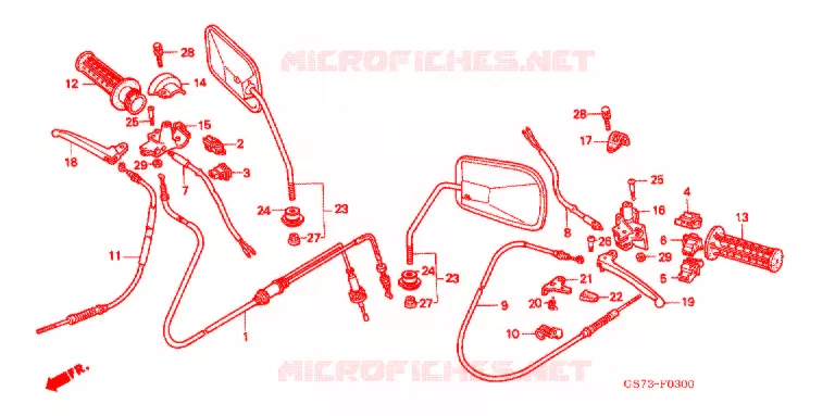 LEVIER DE GUIDON - CABLE - COMMODO Honda SCOOTER 50 ELITE 1991  SA50L