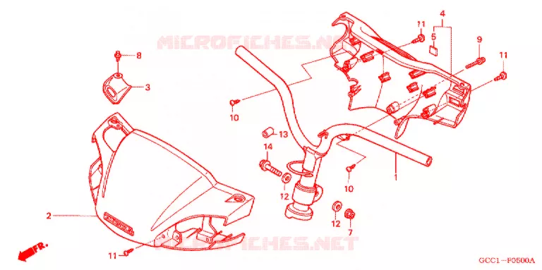 GUIDON - CARENAGE Honda SCOOTER 100 SPACY 2004  SCR100WH3