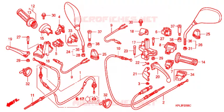 LEVIER DE GUIDON - CABLE - COMMODO (1) Honda SCOOTER 110 ACTIVA 2010  SCV1109