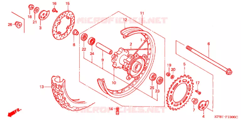ROUE ARRIERE Honda MOTO 230 SL 2003  SL2301