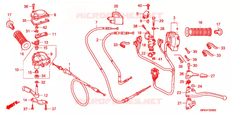 LEVIER DE GUIDON - CABLE - COMMODO Honda ATV 420 FOURTRAX 2008  TRX420FE8
