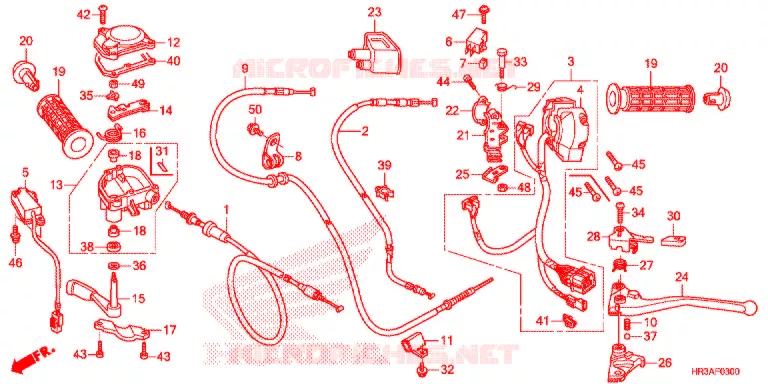 COMMODO - LEVIER - CABLE Honda ATV 420 FOURTRAX 2015  TRX420FM2F