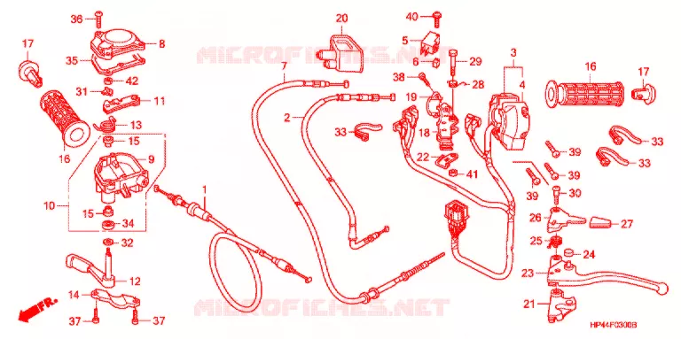 LEVIER DE GUIDON - CABLE - COMMODO Honda ATV 420 FOURTRAX 2007  TRX420FM7