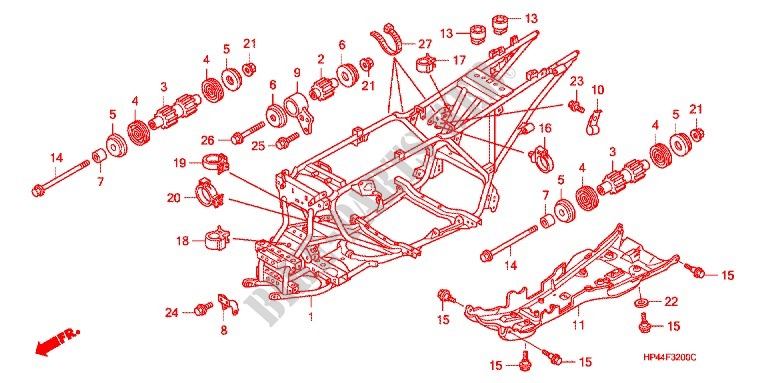 CADRE pour Honda FOURTRAX 420 RANCHER 4X4 Manual Shift 2008
