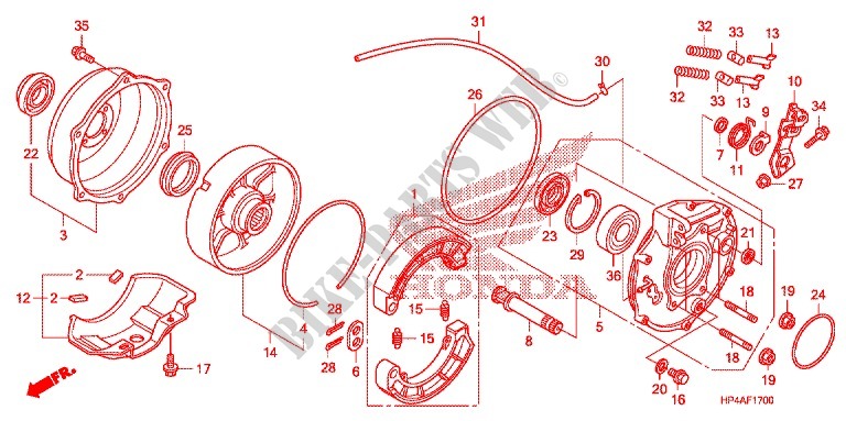 FLASQUE   MACHOIRES DE FREIN ARRIERE pour Honda FOURTRAX 420 RANCHER 4X4 Manual Shift 2009