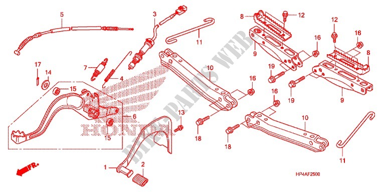 PEDALE   REPOSE PIED pour Honda FOURTRAX 420 RANCHER 4X4 Manual Shift 2009
