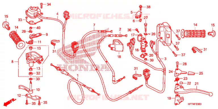 LEVIER DE GUIDON - CABLE - COMMODO Honda ATV 420 FOURTRAX 2009  TRX420FPA9