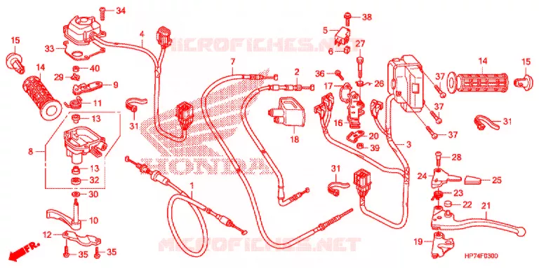 LEVIER DE GUIDON - CABLE - COMMODO Honda ATV 420 FOURTRAX 2011  TRX420FPAB