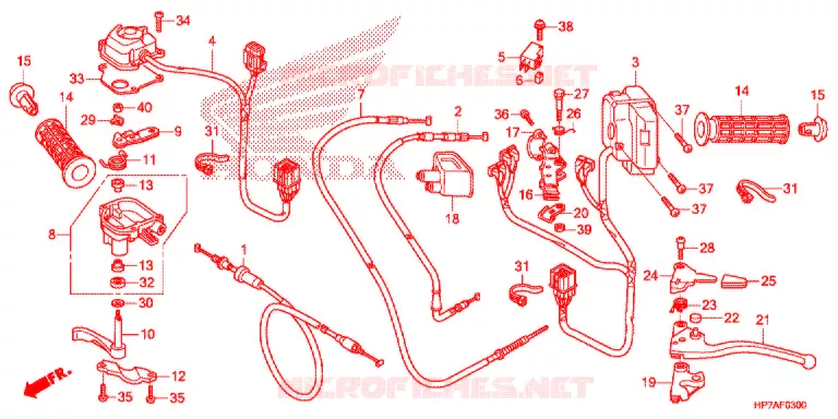 LEVIER DE GUIDON - CABLE - COMMODO Honda ATV 420 FOURTRAX 2012  TRX420FPAC