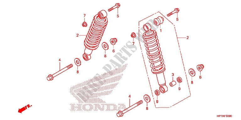 AMORTISSEUR ARRIERE pour Honda FOURTRAX 420 RANCHER 4X4 AT PS CAMO 2013