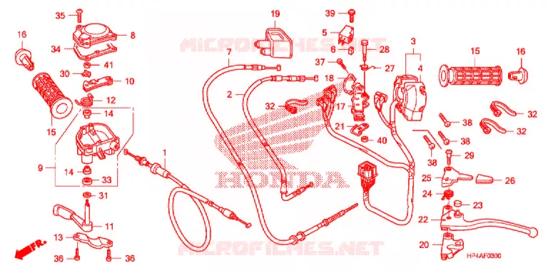 LEVIER DE GUIDON - CABLE - COMMODO Honda ATV 420 FOURTRAX 2011  TRX420FMB