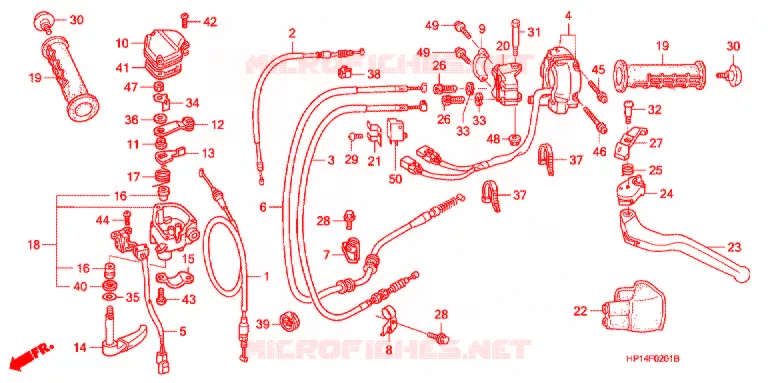 LEVIER DE GUIDON - CABLE - COMMODO ('06-'08) Honda ATV 450 FOURTRAX 2007  TRX450ER7