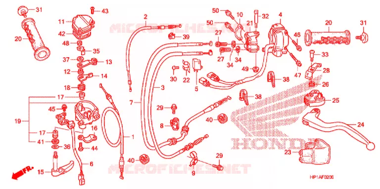 LEVIER DE GUIDON - CABLE - COMMODO Honda ATV 450 FOURTRAX 2013  TRX450ERD