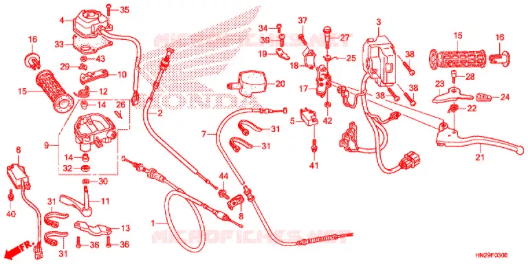 LEVIER DE GUIDON - CABLE - COMMODO Honda ATV 500 FOURTRAX 2013  TRX500FAD
