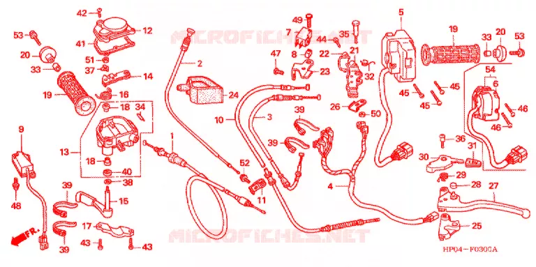 LEVIER DE GUIDON - CABLE - COMMODO Honda ATV 500 FOURTRAX 2005  TRX500FE5