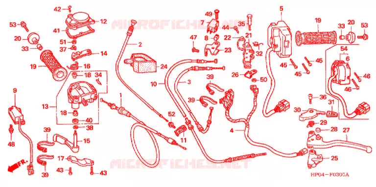 LEVIER DE GUIDON - CABLE - COMMODO Honda ATV 500 FOURTRAX 2006  TRX500FE6