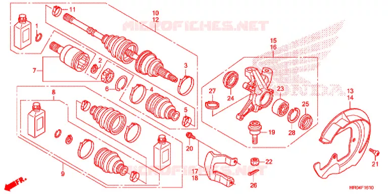 ARBRE DE ROUE AVANT Honda ATV 500 FOURTRAX 2012  TRX500FEC