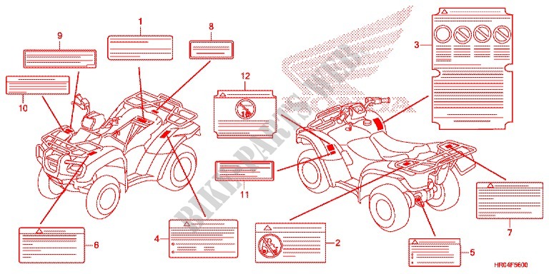 ETIQUETTE DE PRECAUTIONS pour Honda FOURTRAX 500 FOREMAN ES 2012