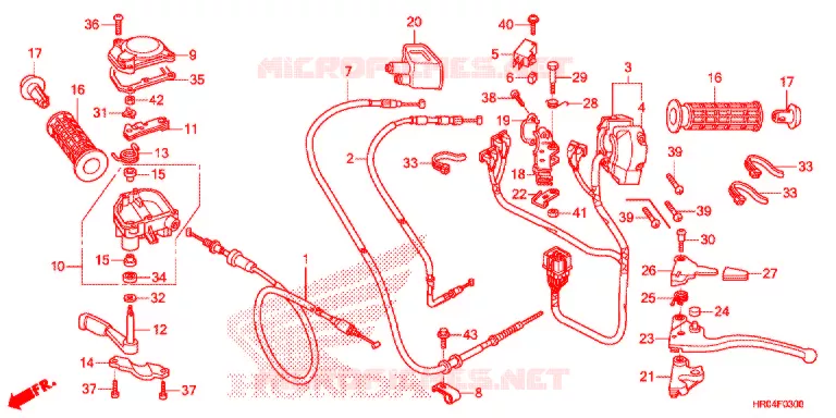 COMMODO - LEVIER - CABLE Honda ATV 500 FOURTRAX 2012  TRX500FEC