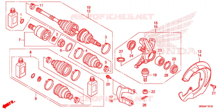 ARBRE DE ROUE AVANT Honda ATV 500 FOURTRAX 2013  TRX500FED