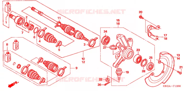 ARBRE DE ROUE  Honda ATV 500 FOURTRAX 2008  TRX500FGA8