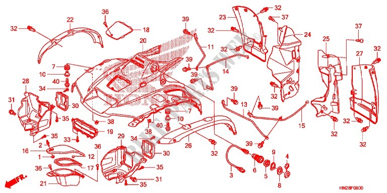 GARDE BOUE AVANT pour Honda FOURTRAX 520  RUBICON GPS EPS 2010