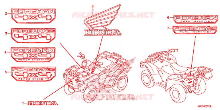 AUTOCOLLANTS Honda ATV 500 FOURTRAX 2012  TRX500FPEC