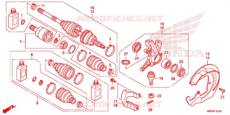 ARBRE DE ROUE AVANT Honda ATV 500 FOURTRAX 2013  TRX500FPED