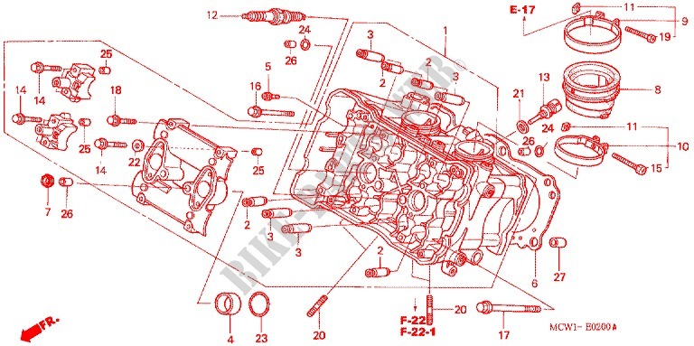 CULASSE (AVANT) pour Honda VFR 800 INTERCEPTOR 2003
