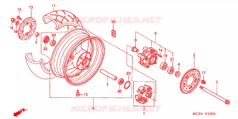 ROUE ARRIERE Honda MOTO 900 HORNET 2003  CB900F3_A