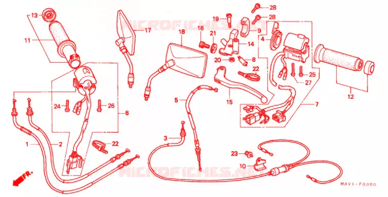 LEVIER DE GUIDON - CABLE - COMMODO Honda MOTO 400 ROADSTAR 1996  VRX400T