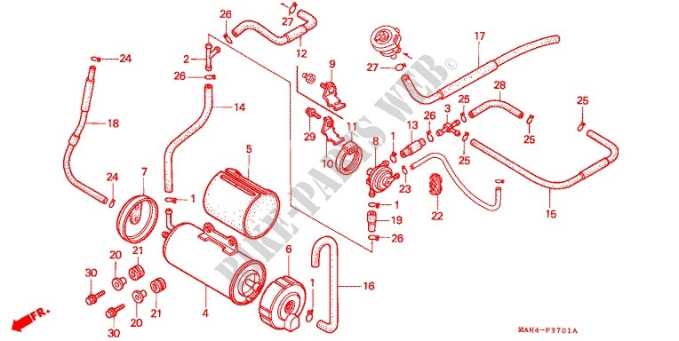 RESERVOIR DE RECYCLAGE DES GAZ pour Honda VT 1100 SHADOW C2 ACE white ribbon tire 1997