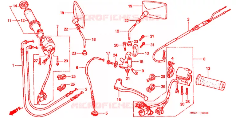 COMMODO - LEVIER - CABLE Honda MOTO 1100 SHADOW 2001  VT1100T1