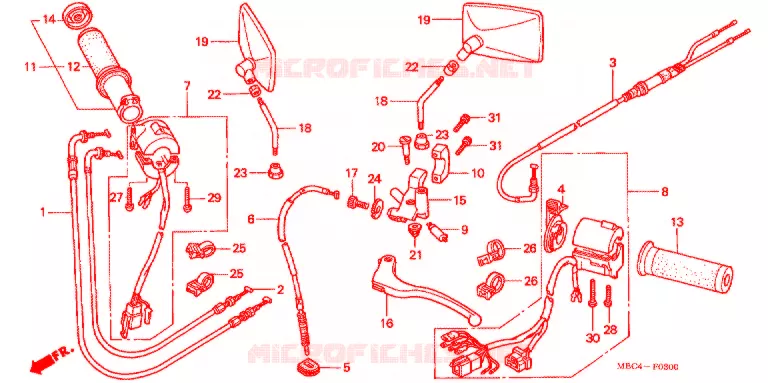 COMMODO - LEVIER - CABLE Honda MOTO 1100 SHADOW 2001  VT1100T1
