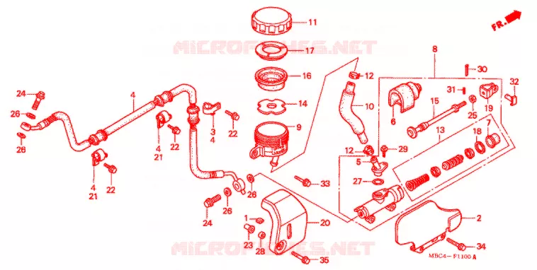 MAITRE-CYLINDRE DE FREIN ARRIERE Honda MOTO 1100 SHADOW 1999  VT1100TX