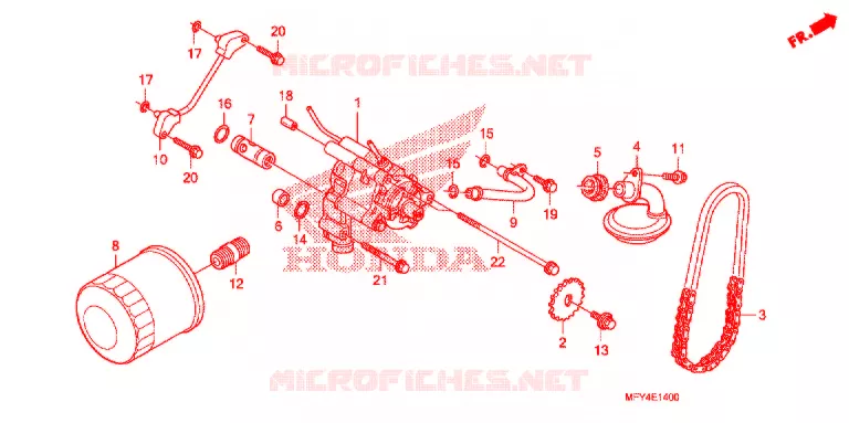 FILTRE A HUILE - POMPE A HUILE Honda MOTO 1300 VT 2011  VT1300CRAB