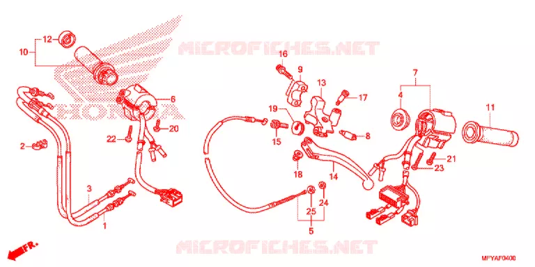 LEVIER DE GUIDON - CABLE - COMMODO Honda MOTO 1300 VT 2012  VT1300CRAC