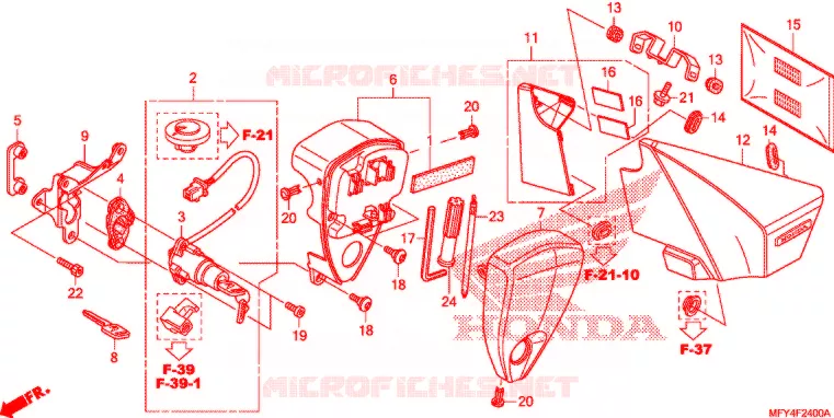 COUVERCLE LATERAL - OUTILS - CONTACTEUR A CLES Honda MOTO 1300 VT 2011  VT1300CRB_A