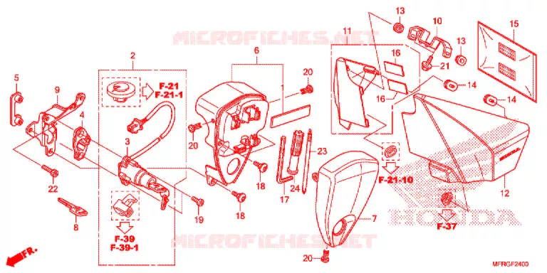 COUVERCLE LATERAL - OUTILS - CONTACTEUR A CLES Honda MOTO 1300 VT 2016  VT1300CRG