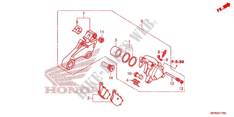 ETRIER DE FREIN ARRIERE (VT1300CR/CX) pour Honda VT 1300 STATELINE 2016