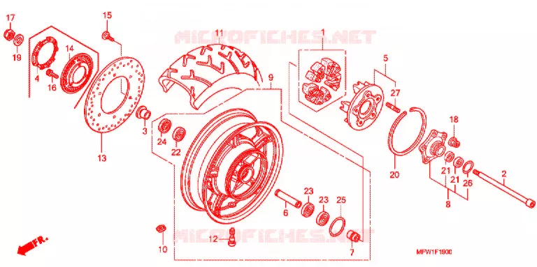 ROUE ARRIERE Honda MOTO 1300 VT 2010  VT1300CSAA