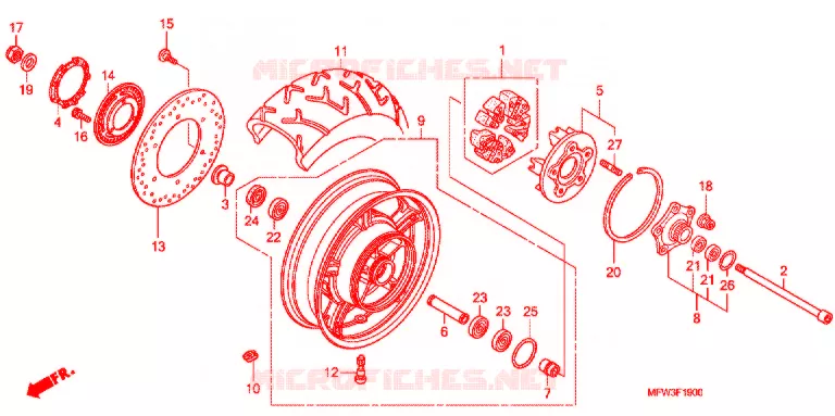 ROUE ARRIERE Honda MOTO 1300 VT 2010  VT1300CSAA