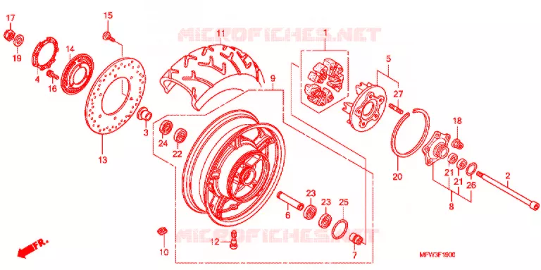 ROUE ARRIERE Honda MOTO 1300 VT 2010  VT1300CSAA