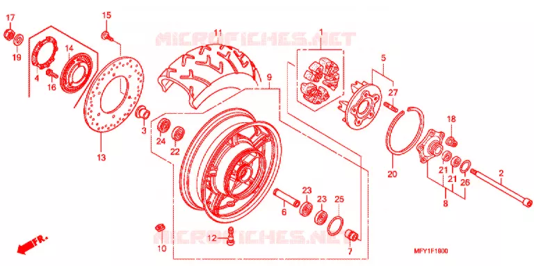 ROUE ARRIERE Honda MOTO 1300 VT 2013  VT1300CSB_J