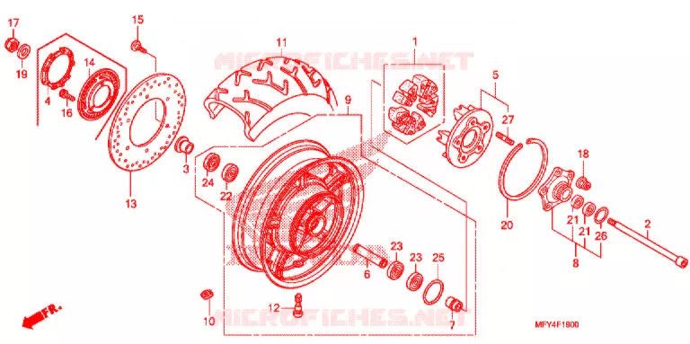 ROUE ARRIERE Honda MOTO 1300 VT 2011  VT1300CTAB