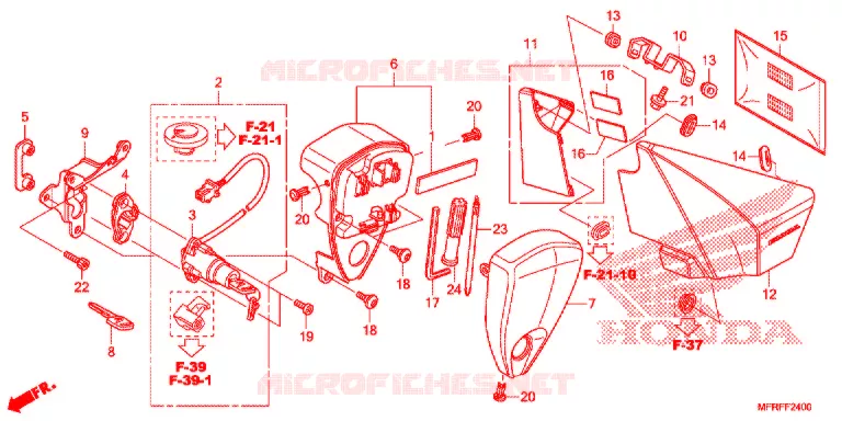 COUVERCLE LATERAL - OUTILS - CONTACTEUR A CLES Honda MOTO 1300 VT 2015  VT1300CTAF