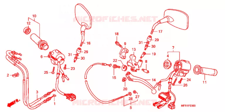 LEVIER DE GUIDON - CABLE - COMMODO Honda MOTO 1300 VT 2011  VT1300CXAB