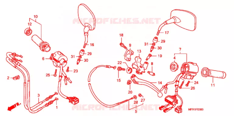 LEVIER DE GUIDON - CABLE - COMMODO Honda MOTO 1300 VT 2013  VT1300CXAC